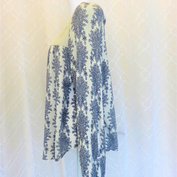 Blue and White Blouse Top Shirt with Wedgwood Style Pattern...625 - Picture 3 of 11